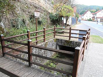 Die Trubachquelle führt ein graues, unaufmerksames Dasein in Obertrubach. Foto: Franz Galster