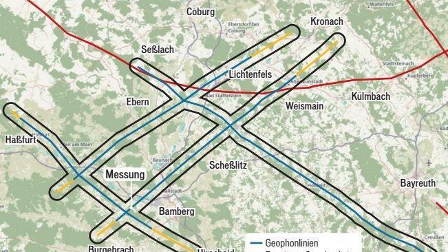 Von Michelau im Norden bis Stegaurach im Süden, von Engelmannsreuth im Osten bis hinter Haßfurt im Westen reichen die Messstrecken auf denen das Forschungsprojekt "2D-Seismik in Oberfranken" läuft.