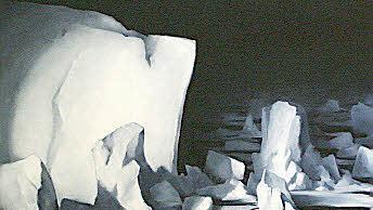 Ausbeute des Expeditionsmalers Gerhard Rießbeck auf der elfwöchigen Antarktisexpedition 2005 sind unter anderem die Bilder von Eisbergen.