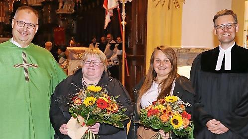 Unser Bild zeigt (von links) Pfarrer Christian Montag, Gemeindereferentin Christine Schweda, die neue Bildungsreferentin Corinna Schnapp und den evangelischen Pfarrer Gundolf Beck.