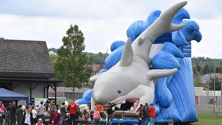 Ein Hai mit Rutsche - ein Monsterspaß. Foto: Ronald Rinklef