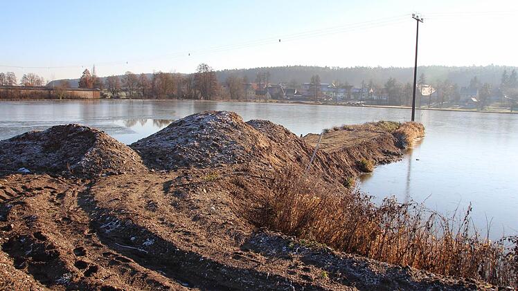 Der Aushub, der an den Weihern bei Fetzelhofen verbaut wurde, stammt aus dem Straßenbau. Er muss jetzt wieder abgetragen werden. Foto: Andreas Dorsch