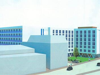So sieht die Neubauplanung des Rosenheimer Investors Drösel Wohn- und Gewerbebau GmbH aus.  Visualisierung: Drösel-Gruppe