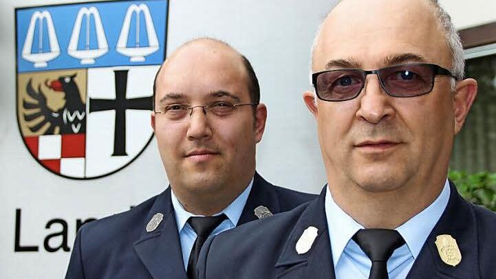 Ronald Geis (rechts) ist neuer Kreisbrandinspektor, Alexander Böse folgt ihm als Kreisbrandmeister.  Fotos: Borst