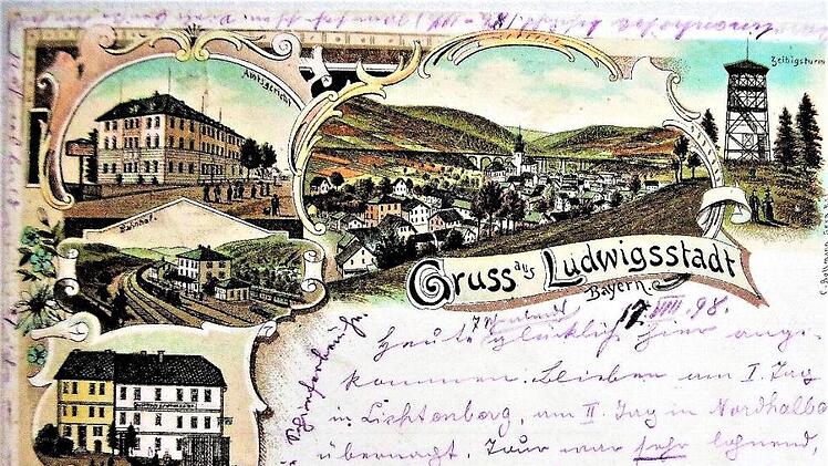 Vor 750 Jahren ist Ludwigsstadt erstmals urkundlich erwähnt worden. Die Postkarte wurde vor 120 Jahren angefertigt.  Repros: Gerd Fleischmann
