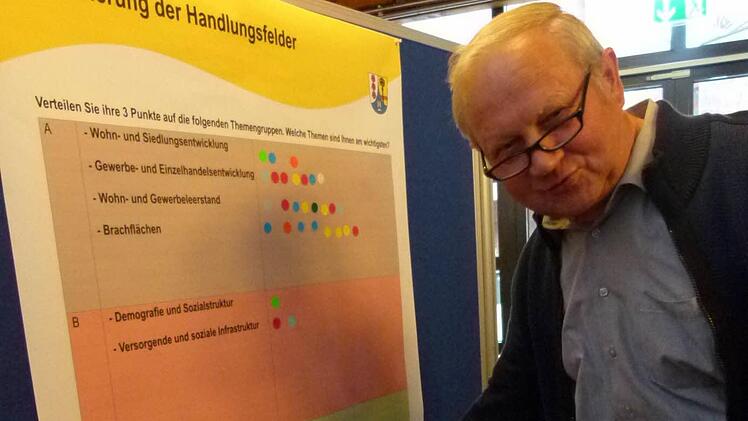 Auch Punkte zur Bewertung der Priorität der Themen konnten verteilt werden. Foto: Lothar Weidner