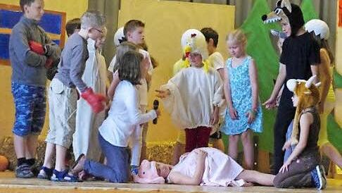 Höhepunkt des Schulfests war die Aufführung des Musicals "Schwein gehabt! Da rocken ja die Hühner". Foto: Heike Schülein