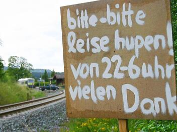 Stiller, aber eindringlicher Protest - gesehen  zwischen den beiden Bahnübergängen nördlich des Bahnhofes von Reckendorf. Foto: Nikolas Pelke