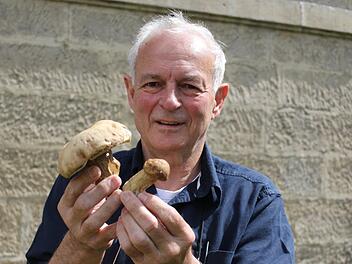 Begeisterter Pilzsammler mit Fachwissen: Heinz Kraus mit den gefundenen Sommersteinpilzen.  Foto: Magdalena KestelBegeisterter Pilzsammler mit Fachwissen: Heinz Kraus mit den gefundenen Sommersteinpilzen.  Foto: Magdalena Kestel
