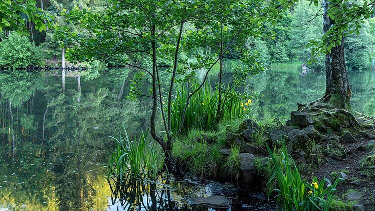 Am ehemaligen Basaltbruch des "Steinernen Hauses"  liegt heute ein malerischer See. Foto: Jürgen Hüfner