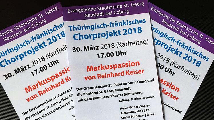 Reiche musikalische Auswahl gab es zur Osterzeit in der Region Coburg. Reges Interesse fand das thüringisch-fränkische Chorprojekt mit der Aufführung der Markuspassion  in St. Georg in Neustadt.Jochen Berger