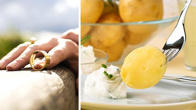 Ring in Kartoffel eingewachsen