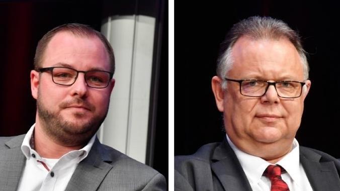 Landratswahl in Coburg: Sebastian Straubel (CSU, links) und Martin Stingl (SPD) stehen sich bei der Stichwahl am 10. Februar gegenüber.Fotos: Ronald Rinklef/Archiv