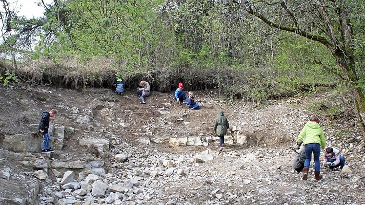 Die Teilnehmer suchen unter anderem Fossilien.  Foto: pr