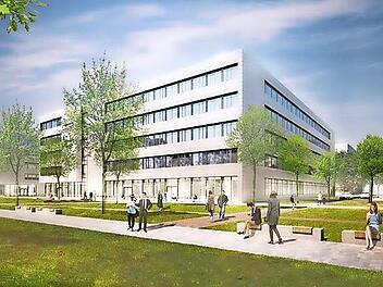 Die drei Büroneubauten in Modul 8 bieten künftig auf 42.000 Quadratmetern Bürofläche für rund 3000 Mitarbeiter.