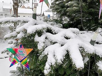 Kinder des Ortes schmückten den gemeindlichen Weihnachtsbau auf Initiative des Obst- und Gartenbauvereins Wittershausen.