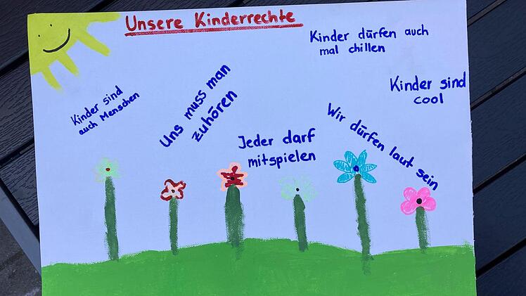 Vielleicht hängt dieses Bild mit den formulierten Kinderrechten aus dem JUZ bald im Zimmer des OB. Oder es werden Postkarten gedruckt. Genaues steht noch nicht fest. Aber 100 Euro für die Musikanlage hat es jetzt schon gebracht. Für die Zusammenarbeit dankte das KIZ dem JUZ mit einem Scheck. Fotos: Christiane Lehmann