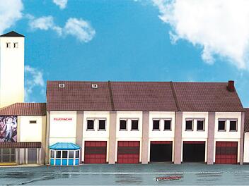 Anlässlich der Spielwarenmesse in Nürnberg hat die Coburger Firma KRH dieses Modell des Feuerwehr-Gerätehauses der Stadt Neustadt im Maßstab 1:87/HO vorgestellt. Foto: Knut R. Heilmann