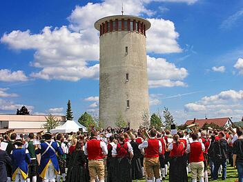 Der Wasserturm wurde 1957 erbaut. Im kommenden Jahr muss das Rannunger Wahrzeichen saniert werden.  Foto: Dieter Britz/Archiv
