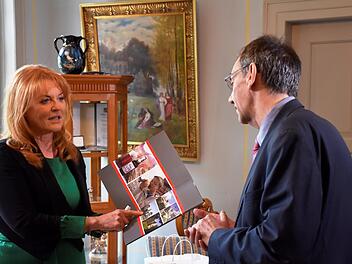 Sarah, Duchess of York, bei ihrem Treffen mit Coburgs Drittem Bürgermeister Thomas NowakFoto: Coburg Marketing