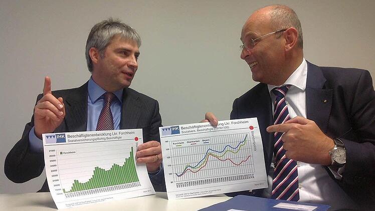Die Zahlen in Forchheim zeigen nach oben: Michael Waasner (links) und Heribert Trunk freut das. Foto: Nikolas Pelke