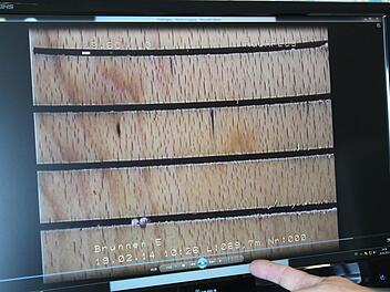 Nach der mechanischen Reinigung - hier in 69,7 Metern - zeigt sich das Holz im Filterrohr wieder fast wie neu.  Fotos: Andreas Dorsch