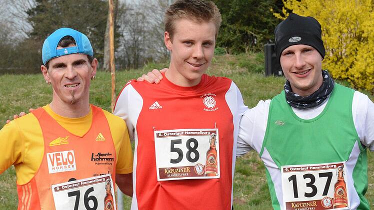 Die schnellsten Läufer auf der 10-Kilometer-Strecke: (von links) Markus Unsleber (2.), Felix Bauer (1.) und Michael Wetteskind (3.).