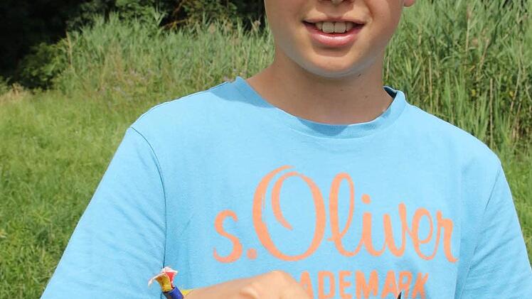 Philip Grecmiel, 12 Jahre: "Mich hat interessiert, wie man Krebse mit einer Angel fangen kann, deshalb bin auch von Kronach angereist und habe bei meinem Opa in Rossach übernachtet." Foto: Michael Stelzner