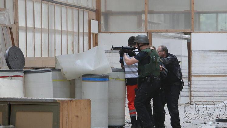 Großübung der Bundespolizei in Mainleus. Foto: Barbara Herbst