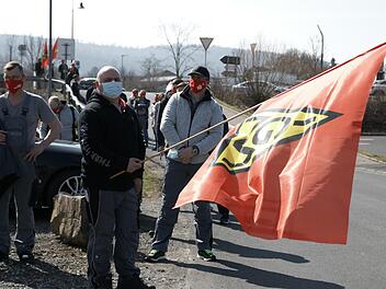 Bei GKN Sinter Metals in Bad Brückenau wurde am Mittwoch für mehr Lohn und die Einhaltung des Tarifs gestreikt. Foto: Steffen Standke