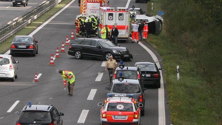 Die Unfallstelle auf der A 73 bei Bad Staffelstein
