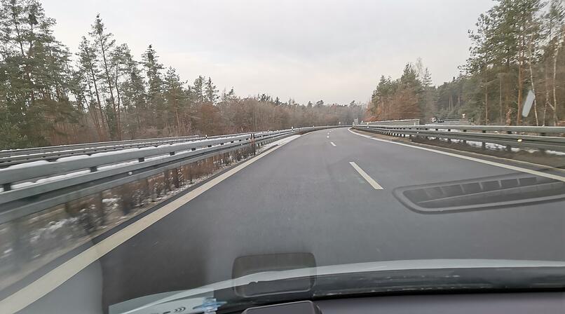 A73, Abfahrt, Anschlussstelle Bamberg-Süd Richtung Bamberg, Ausfahrt, Autobahn, Winter