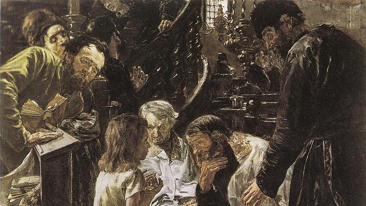 "Der zwölfjährige Jesus im Tempel" (1879), Gemälde des deutsch-jüdischen Malers Max Liebermann (1847-1935)
