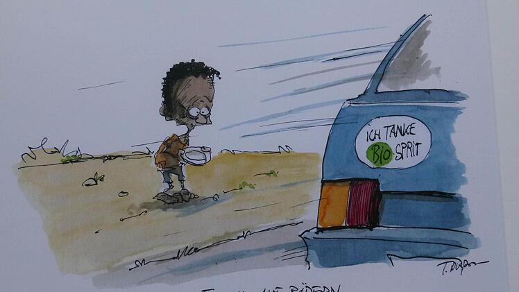 "Essen auf Rädern" ist diese Karikatur von Thomas Plassmann betitelt. Foto: Marion Krüger-Hundrup