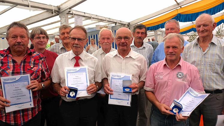 Silber-Ehrungen wegen langjähriger Mitgliedschaften beim Bayerischen Fußball-Verband. Foto: Gerd Schaar