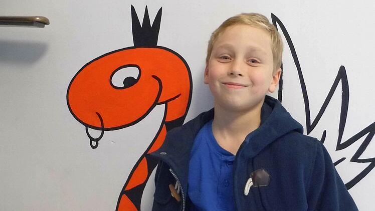 Oskar aus Kronach fand die Drachen-Infos spannend. Ihm hat besonders ein Filmausschnitt gefallen, in dem der Held Siegfried einen Drachen besiegt. Foto: Isabelle Epplé