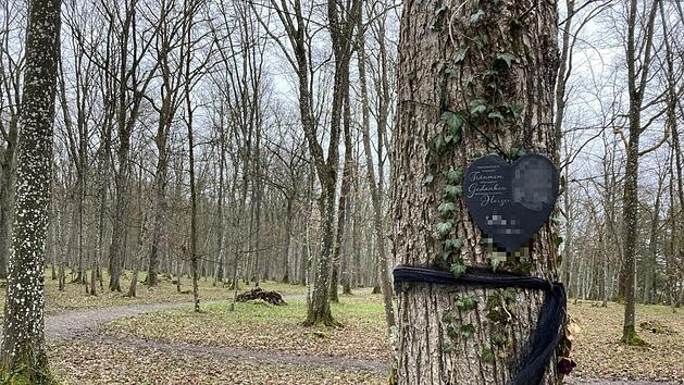 Der Naturfriedhof in Nüdlingen ist wunderschön. Was teilweise an den Bäumen hängt, gefällt nicht jedem. Foto: Charlotte Wittnebel-Schmitz