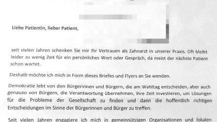 Der Kulmbacher Zahnarzt Peter Bastobbe hat Patientendaten genutzt, um Wahlwerbung zu machen. Foto: Stephan Tiroch