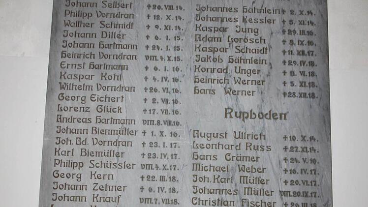 Die Tafel befindet sich in der Kirche in Zeitlofs. Foto: Ulrike Müller