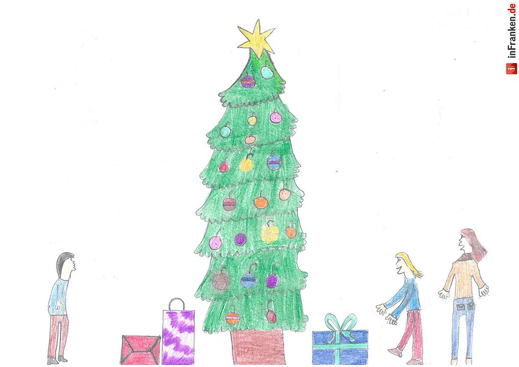 Selbstgemalte Weihnachtsbilder von Kindern aus Franken 2016