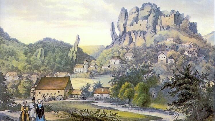 Streitberger Ortsansicht von Rotbart-Käppel, 1830