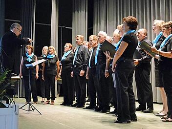 Der Folklorechor Nüdlingen/Bad Kissingen mit seinem Dirigenten Dmitry Romanetskiy Foto: Björn Hein