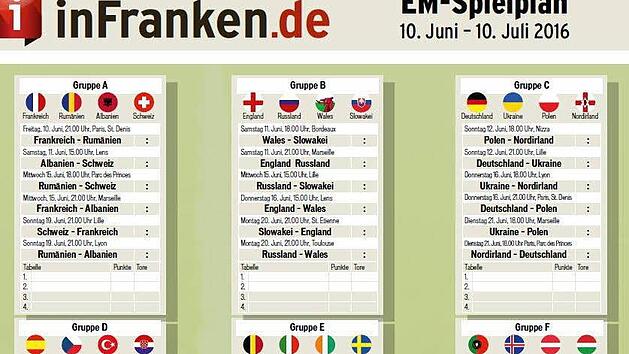 Der Spielplan der EM: Wer spielt wann gegen wen bei der Europameisterschaft? Der Plan als PDF zum Ausdrucken ist im Artikel.