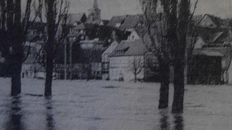 In Marktzeuln stand die Quellengasse (im Vordergrund) und die Altstadt gegenüber meterhoch unter Wasser.Andreas Welz (Repro)