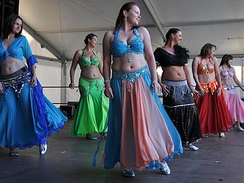 Die Volkshochschule Haßfurt präsentierte Ausschnitte aus den Kursen "Zumba Sentao", "Bewegter Rücken", "Orientalischer Tanz" (im Bild) und "Line Dance".