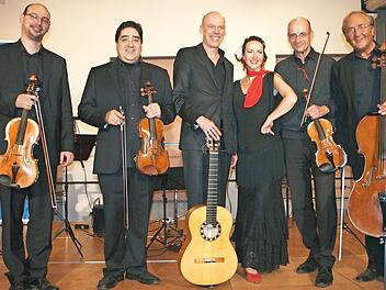 Das Bamberger Streichquartett hat sich f&uuml;r das Konzert mit dem Gitarristen Klaus J&auml;ckle und der Flamencot&auml;nzerin Andrea Gr&uuml;ner zusammengetan. Foto: privat