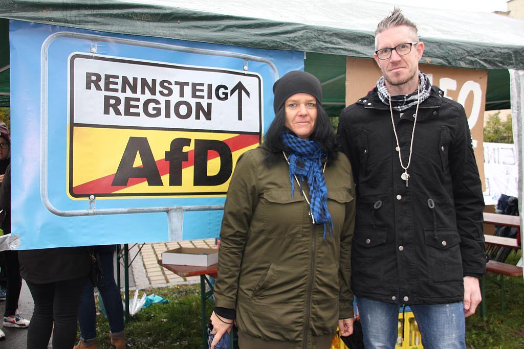 Protest gegen Treffen der "Alternativen Mitte" in Tettau