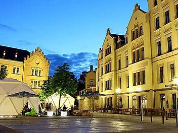 Der Albertsplatz während der Designtage im Mai 2012.