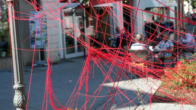 Keinen Sinn für künstlerische Gestaltung haben die Unbekannten, die das Netzwerk von Susanne Hanus am Holzmarkt in der Nacht zum Dienstag zerstört haben. Foto: Peter Müller