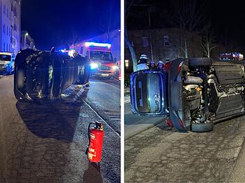 Schwerer Unfall beim Bahnhof Bamberg: Auto stürzt auf die Seite